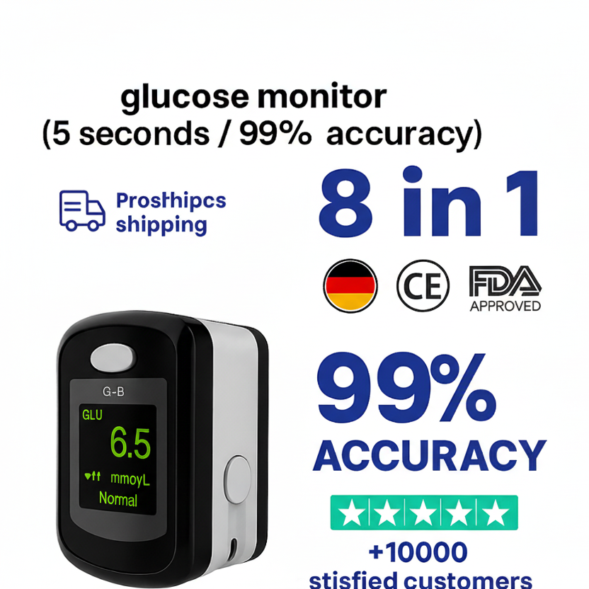 8-in-1 Non-Invasive Health Monitor – Fast 5-Second Readings | 99% Accuracy Easy Finger Scan